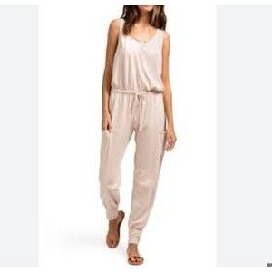 EBERJEY Brie Lounge Cargo Jumpsuit - Antique Rose NWT Large